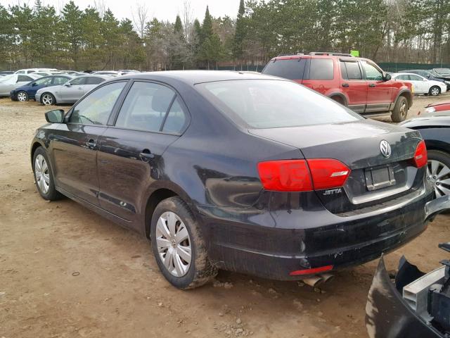 3VW2K7AJ4BM357178 - 2011 VOLKSWAGEN JETTA BASE BLACK photo 3