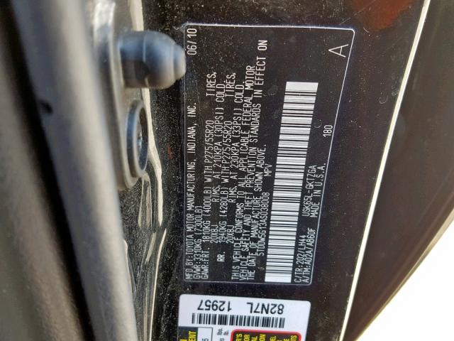 5TDDW5G13AS038008 - 2010 TOYOTA SEQUOIA PL BLACK photo 10