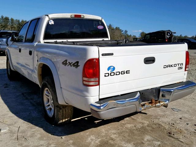 1D7HG48N54S706791 - 2004 DODGE DAKOTA QUA WHITE photo 3