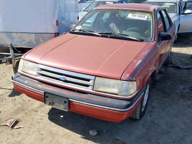 1FAPP36XXLK160837 - 1990 FORD TEMPO GL RED photo 2