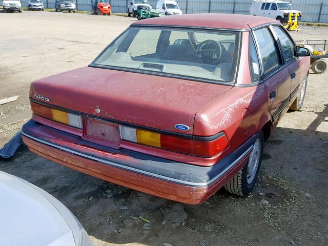 1FAPP36XXLK160837 - 1990 FORD TEMPO GL RED photo 4