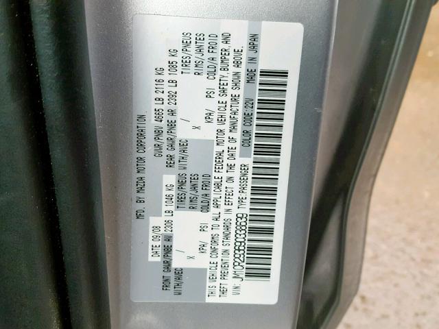 JM1CR293690338639 - 2009 MAZDA 5 SILVER photo 10