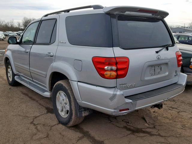 5TDZT38A42S110806 - 2002 TOYOTA SEQUOIA LI SILVER photo 3