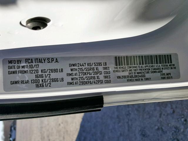 ZFBERFAB1J6K04600 - 2018 RAM PROMASTER 白色 照片 10