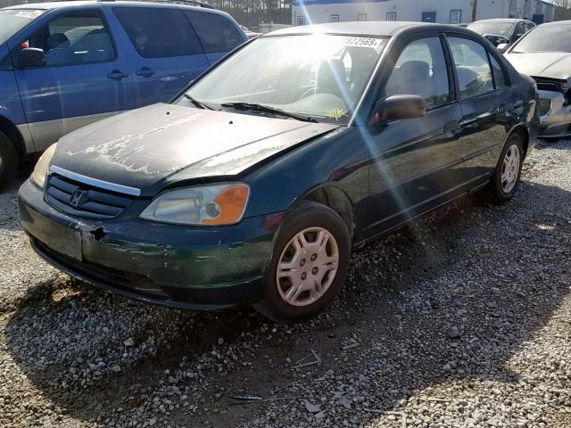 2HGES16211H515814 - 2001 HONDA CIVIC DX GREEN photo 2