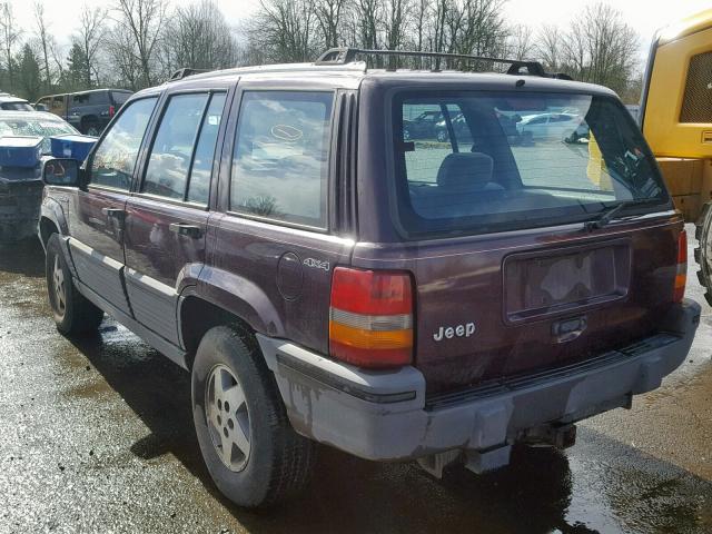 1J4GZ58S7RC295045 - 1994 JEEP GRAND CHER MAROON photo 3