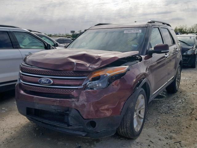 1FM5K8F85FGA40114 - 2015 FORD EXPLORER L RED photo 2