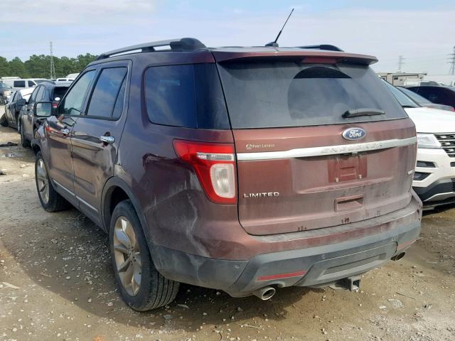 1FM5K8F85FGA40114 - 2015 FORD EXPLORER L RED photo 3