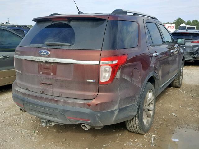 1FM5K8F85FGA40114 - 2015 FORD EXPLORER L RED photo 4