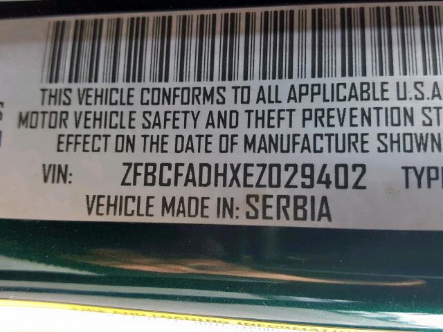 ZFBCFADHXEZ029402 - 2014 FIAT 500L TREKK GREEN photo 10