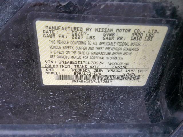 3N1AB61E17L670524 - 2007 NISSAN SENTRA 2.0 BLACK photo 10