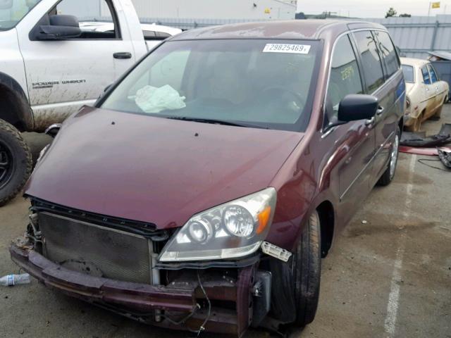 5FNRL38297B022094 - 2007 HONDA ODYSSEY LX RED photo 2