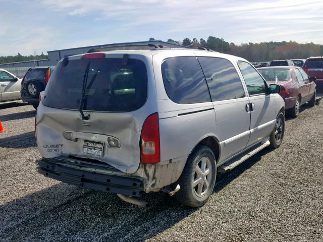 4N2ZN17T41D810639 - 2001 NISSAN QUEST GLE SILVER photo 4