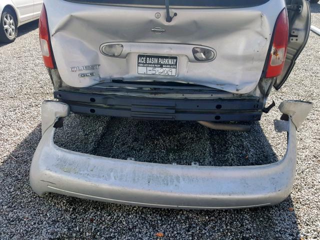 4N2ZN17T41D810639 - 2001 NISSAN QUEST GLE SILVER photo 9