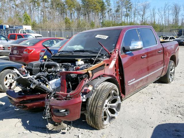 1C6SRFHT9KN549595 - 2019 RAM 1500 LIMIT BURGUNDY photo 2