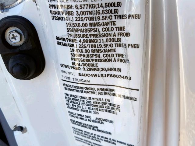 54DC4W1B1FS803493 - 2015 ISUZU NPR HD WHITE photo 10