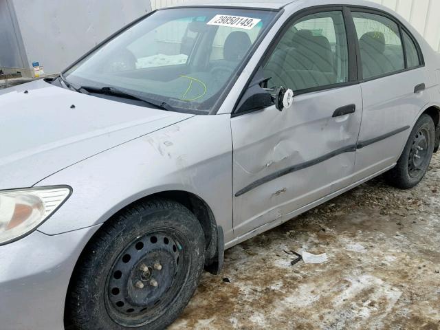 2HGES16344H928405 - 2004 HONDA CIVIC DX V SILVER photo 9