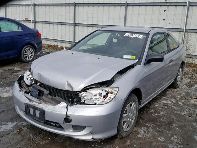 1HGEM22185L051085 - 2005 HONDA CIVIC DX V SILVER photo 2