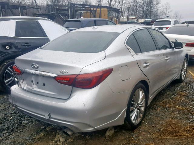 JN1EV7AR4JM438479 - 2018 INFINITI Q50 LUXE SILVER photo 4