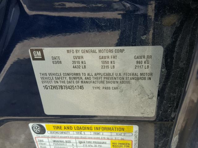 1G1ZH57B784251745 - 2008 CHEVROLET MALIBU 1LT 蓝色 照片 10