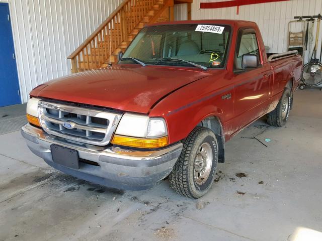 1FTYR10U5WUD04721 - 1998 FORD RANGER BURGUNDY photo 2