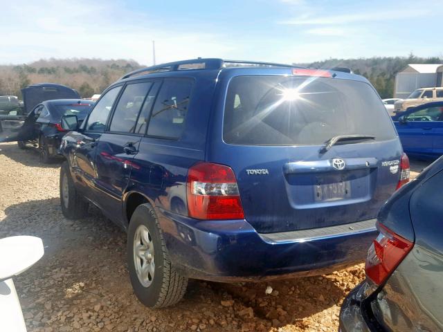 JTEGD21A650121382 - 2005 TOYOTA HIGHLANDER BLUE photo 3