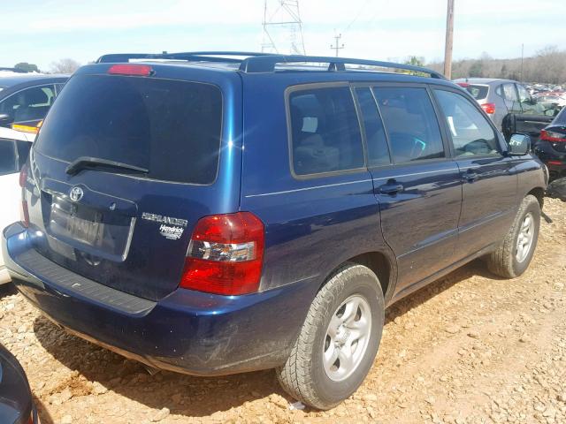 JTEGD21A650121382 - 2005 TOYOTA HIGHLANDER BLUE photo 4