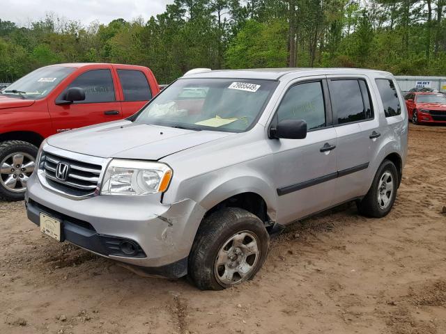 5FNYF3H21DB040765 - 2013 HONDA PILOT LX SILVER photo 2