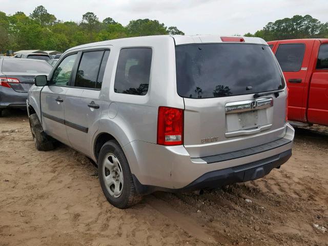 5FNYF3H21DB040765 - 2013 HONDA PILOT LX SILVER photo 3