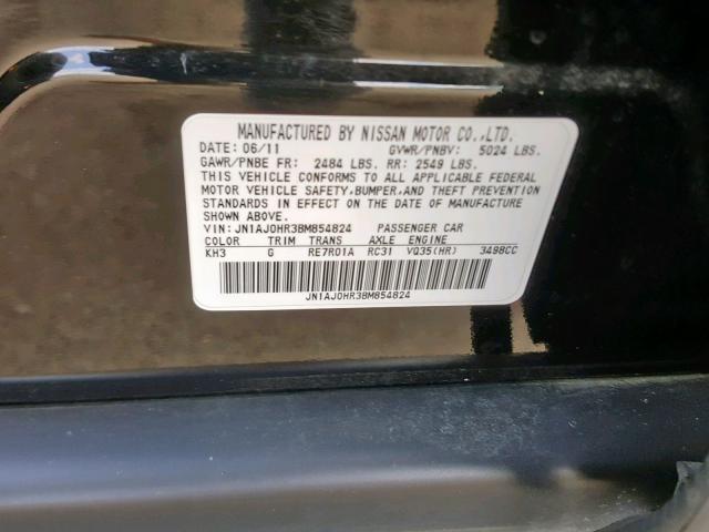 JN1AJ0HR3BM854824 - 2011 INFINITI EX35 BASE BLACK photo 10