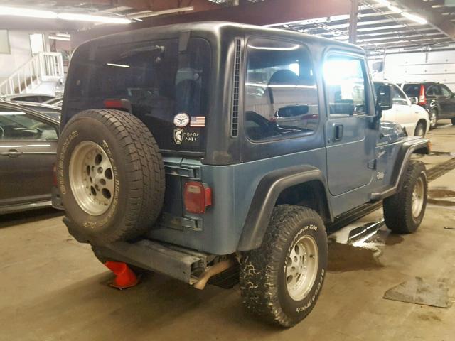 1J4FY19SXXP414105 - 1999 JEEP WRANGLER / BLUE photo 4