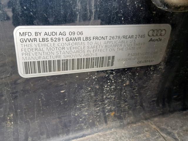 WAUDH74F07N055530 - 2007 AUDI A6 3.2 QUA BLUE photo 10