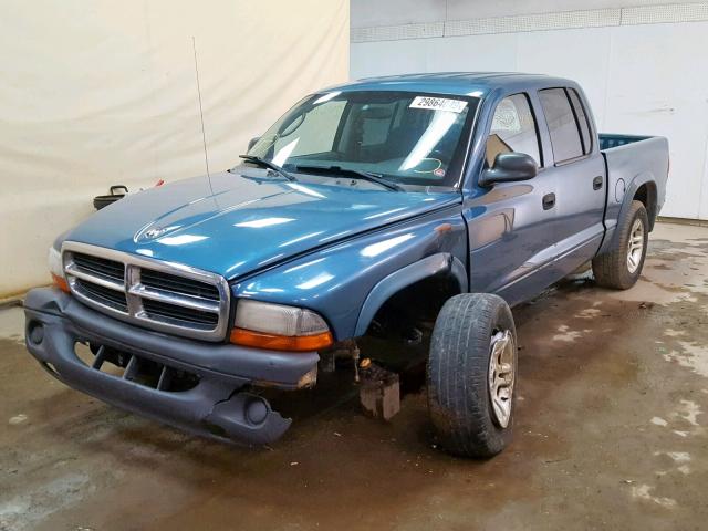 1D7HL38K94S500711 - 2004 DODGE DAKOTA QUA BLUE photo 2