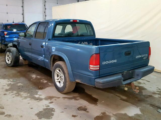 1D7HL38K94S500711 - 2004 DODGE DAKOTA QUA BLUE photo 3