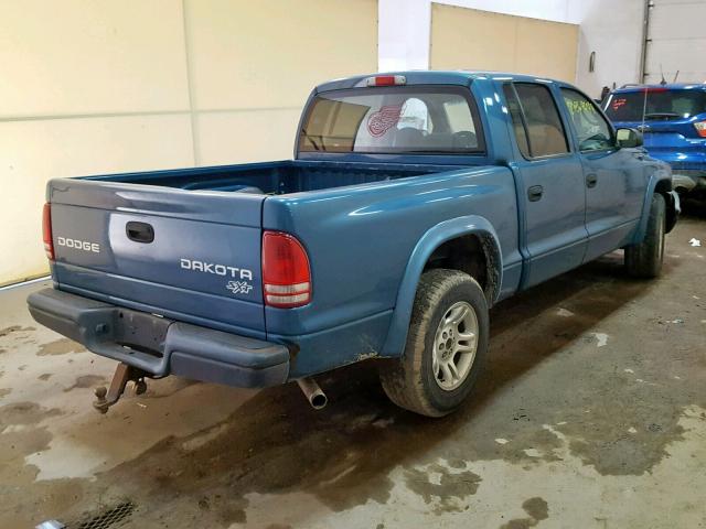 1D7HL38K94S500711 - 2004 DODGE DAKOTA QUA BLUE photo 4