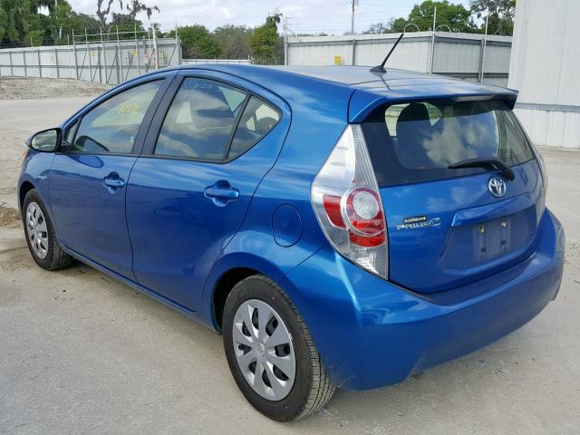 JTDKDTB33E1572140 - 2014 TOYOTA PRIUS C BLUE photo 3