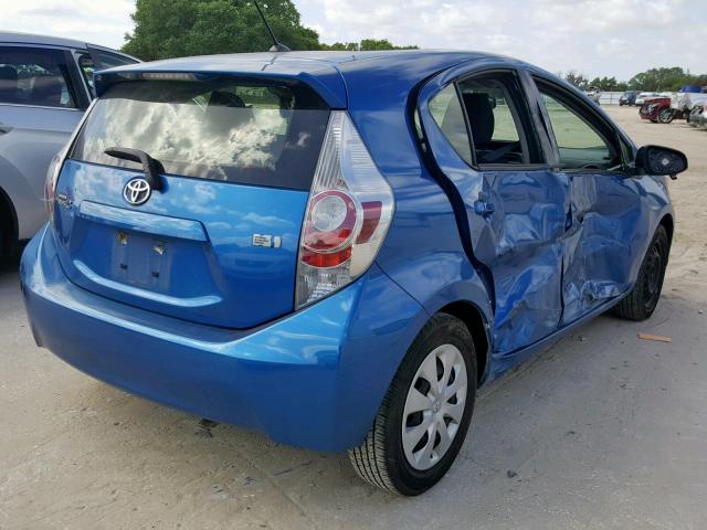 JTDKDTB33E1572140 - 2014 TOYOTA PRIUS C BLUE photo 4