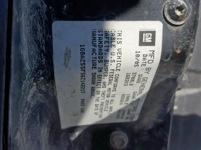 1G8AZ55F56Z142217 - 2006 SATURN ION LEVEL GRAY photo 10