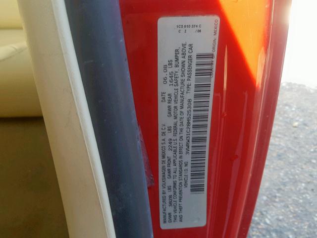 3VWRW31C28M525308 - 2008 VOLKSWAGEN NEW BEETLE Rot Foto 10