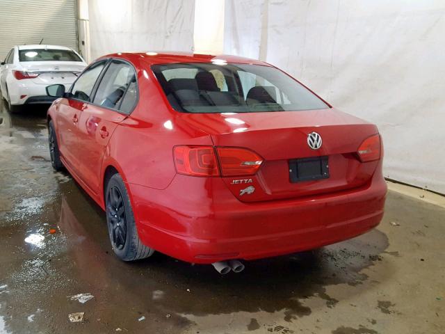3VW2K7AJ6DM253679 - 2013 VOLKSWAGEN JETTA BASE Կարմիր լուսանկար 3