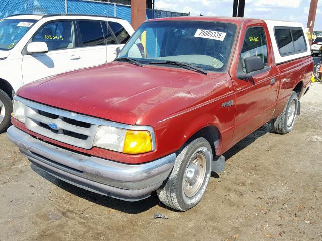 1FTCR10A1VUC51370 - 1997 FORD RANGER BURGUNDY photo 2