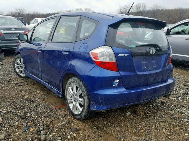 JHMGE88449S021357 - 2009 HONDA FIT SPORT BLUE photo 3