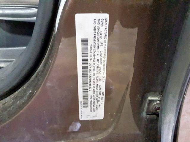 3VW1K7AJ9BM388230 - 2011 VOLKSWAGEN JETTA BASE BROWN photo 10