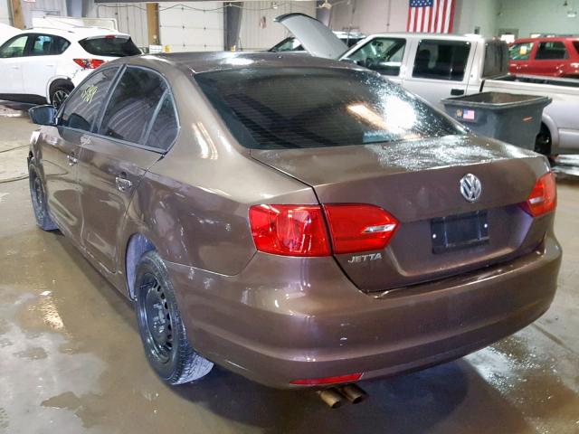 3VW1K7AJ9BM388230 - 2011 VOLKSWAGEN JETTA BASE BROWN photo 3