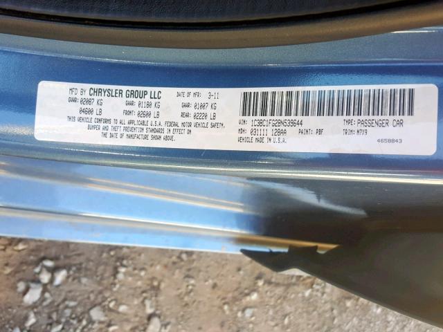 1C3BC1FG2BN539644 - 2011 CHRYSLER 200 TOURIN BLUE photo 10