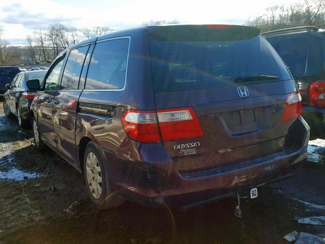 5FNRL382X7B011475 - 2007 HONDA ODYSSEY LX BURGUNDY photo 3