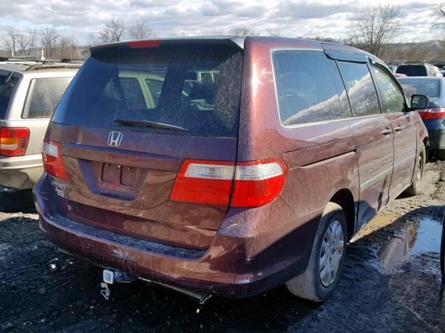 5FNRL382X7B011475 - 2007 HONDA ODYSSEY LX BURGUNDY photo 4