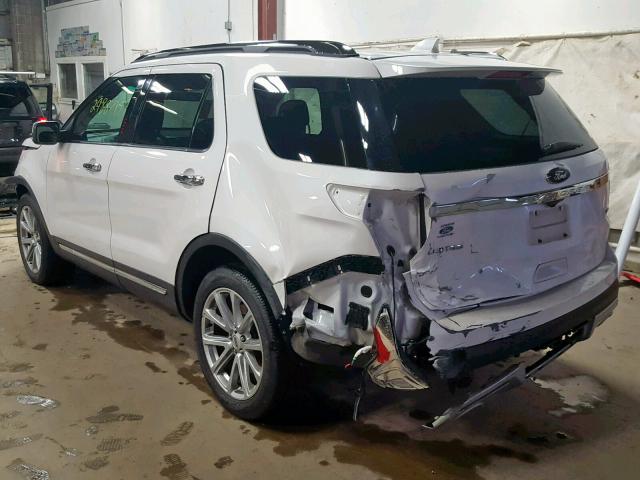 1FM5K8F88HGA99483 - 2017 FORD EXPLORER L WHITE photo 3