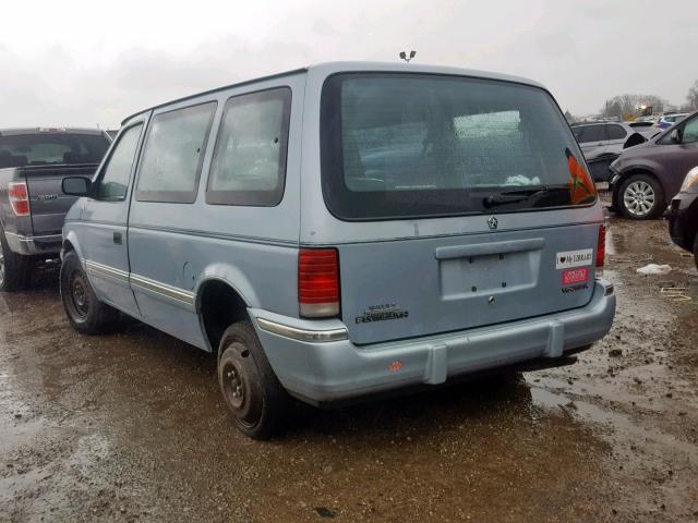 2P4GH25K1NR538700 - 1992 PLYMOUTH VOYAGER BLUE photo 3