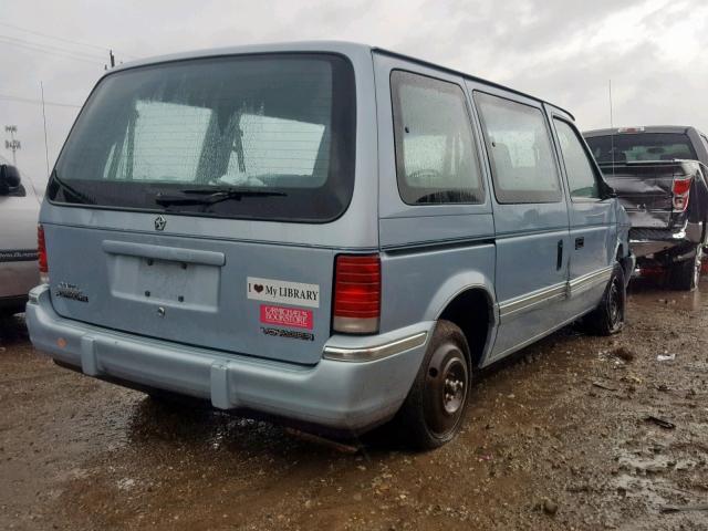 2P4GH25K1NR538700 - 1992 PLYMOUTH VOYAGER BLUE photo 4
